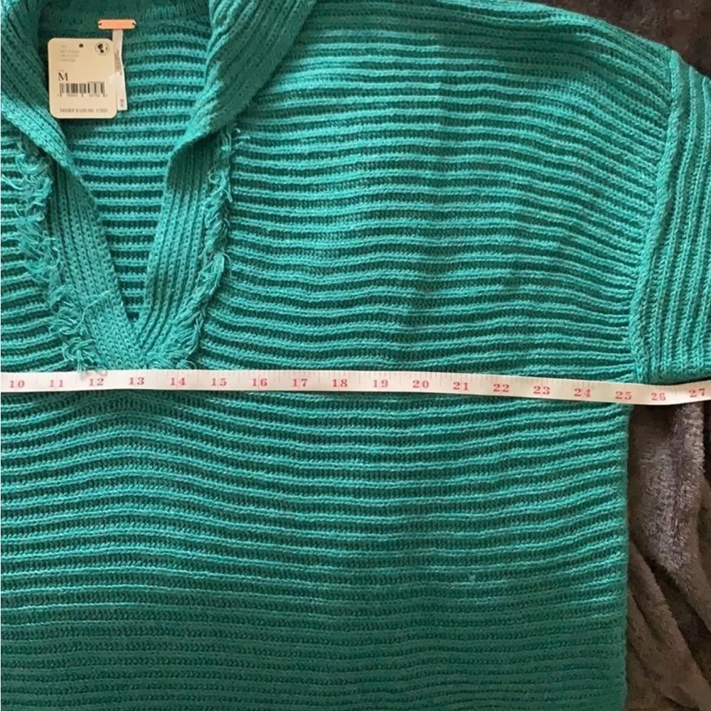 Free People Teal Oversized V Neck Sweater. NWT Retails for $108.00
